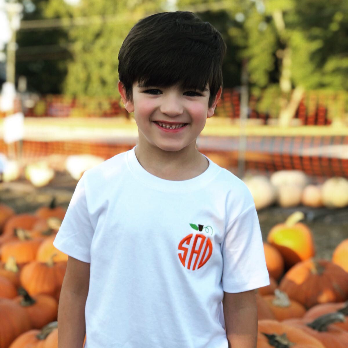 Pumpkin Monogram Embroidery Collared Shirt