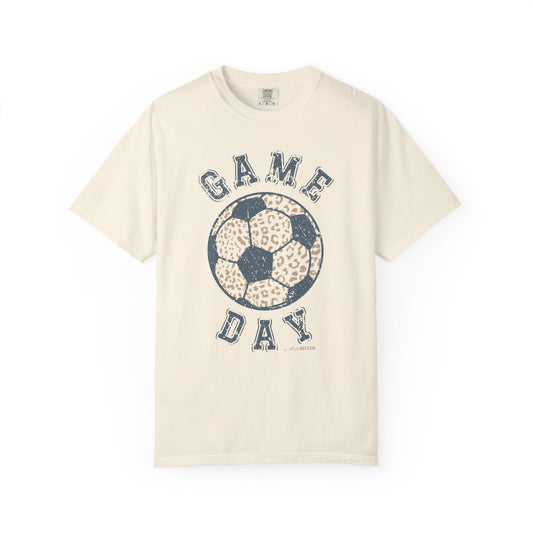 Adult Heavy Cotton Comfort Colors Soccer Game Day Leopard Hive Tee