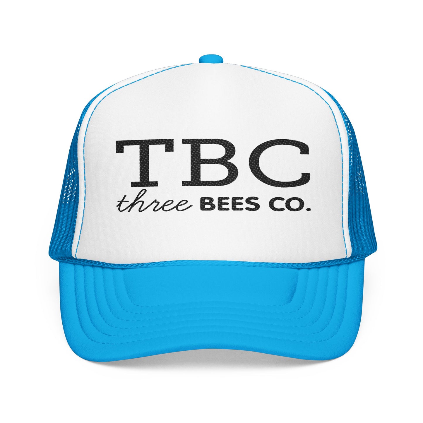 Three Bees Co TBC in Black Embroidered Foam Trucker Otto Hat - Summer Vibe Accessory