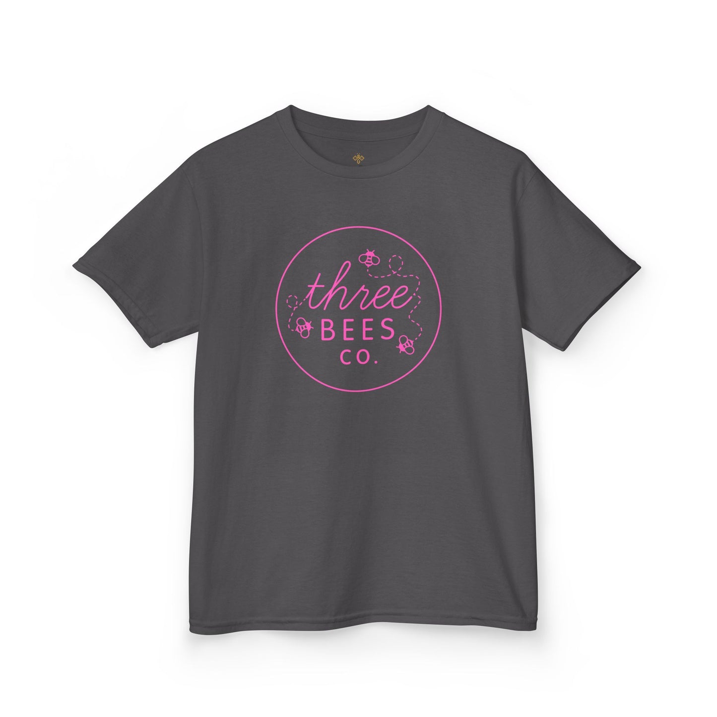 Kids Heavy Cotton Gildan Three Bees Classic Logo in Pink Hive Tee