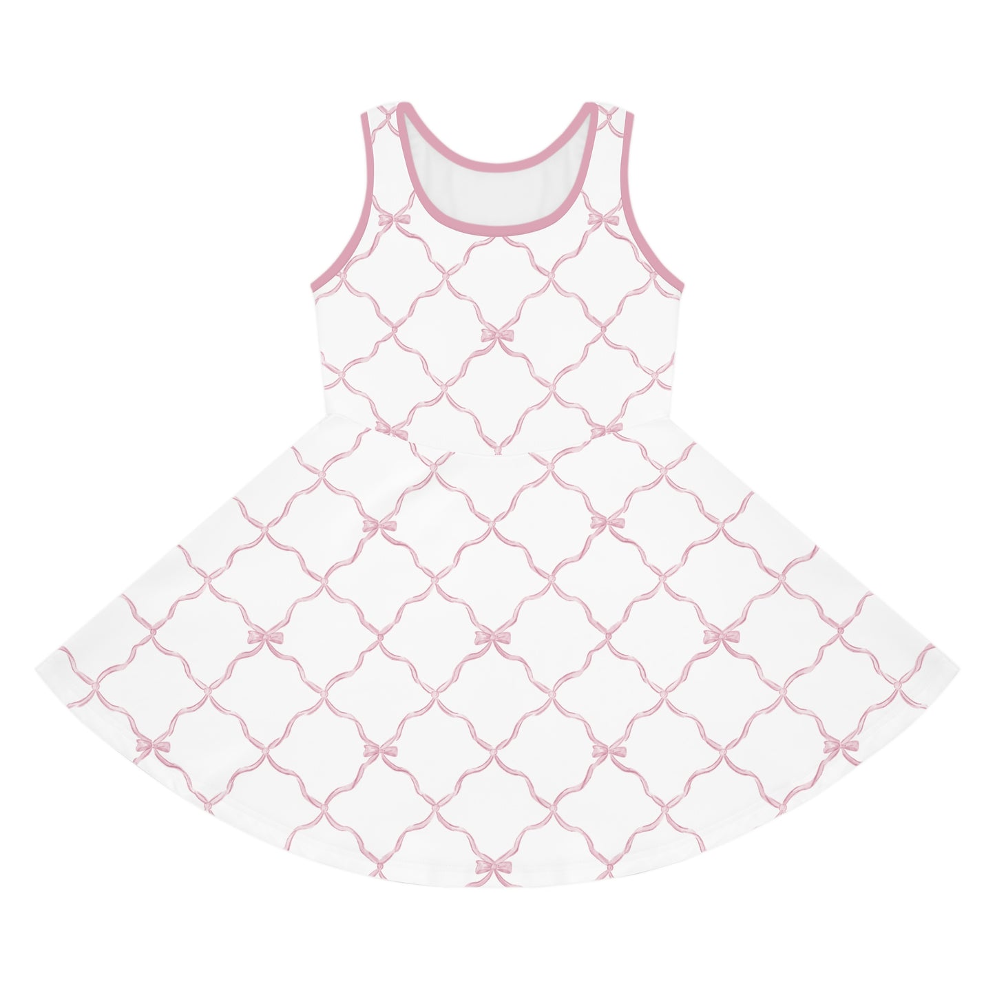 Trellis Bow Girls Sleeveless Knit Sundress - Pink