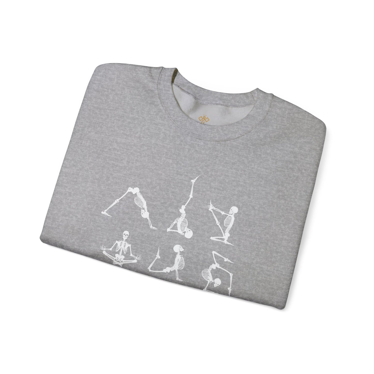 Namaste Halloween Yoga Skeleton Sweatshirt | Cozy Gildan Unisex Crewneck, Three Bees Co. Fall Fashion, Halloween Apparel, Spooky Season Essentials