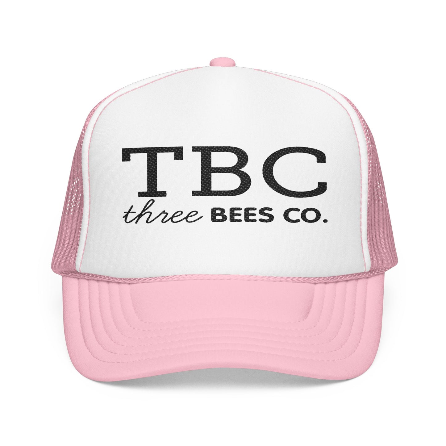 Three Bees Co TBC in Black Embroidered Foam Trucker Otto Hat - Summer Vibe Accessory