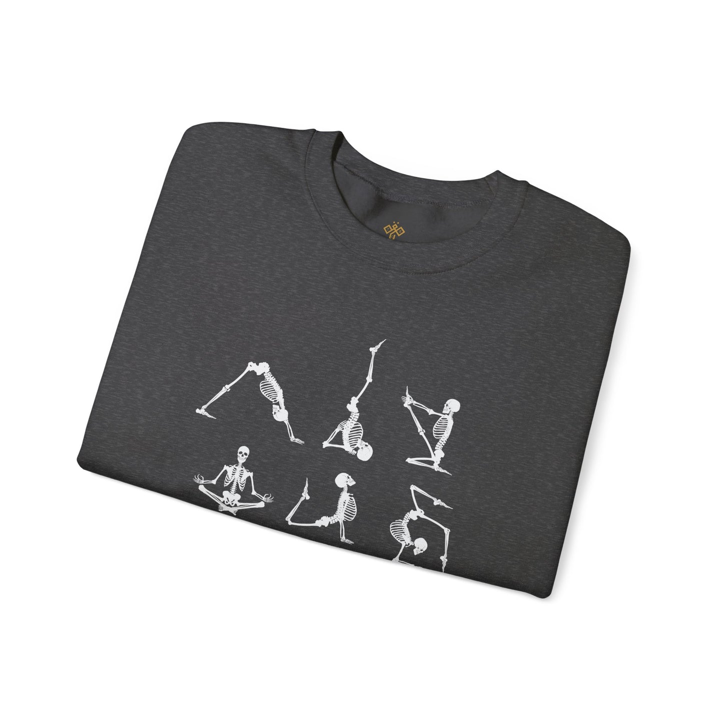 Namaste Halloween Yoga Skeleton Sweatshirt | Cozy Gildan Unisex Crewneck, Three Bees Co. Fall Fashion, Halloween Apparel, Spooky Season Essentials
