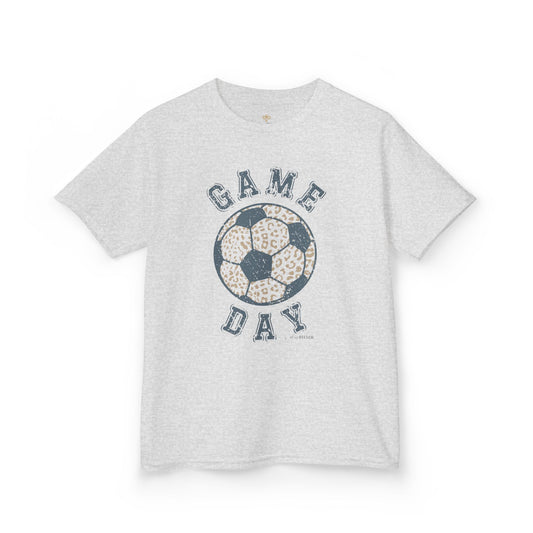 Kids Heavy Cotton Gildan Soccer Game Day Leopard Hive Tee