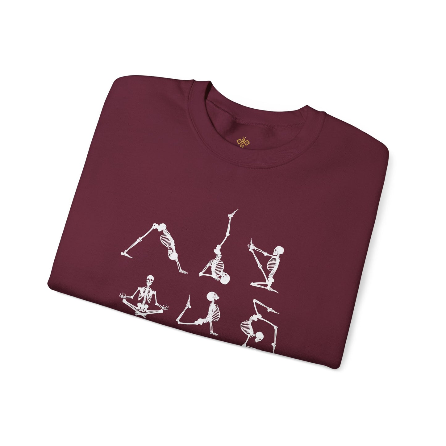 Namaste Halloween Yoga Skeleton Sweatshirt | Cozy Gildan Unisex Crewneck, Three Bees Co. Fall Fashion, Halloween Apparel, Spooky Season Essentials