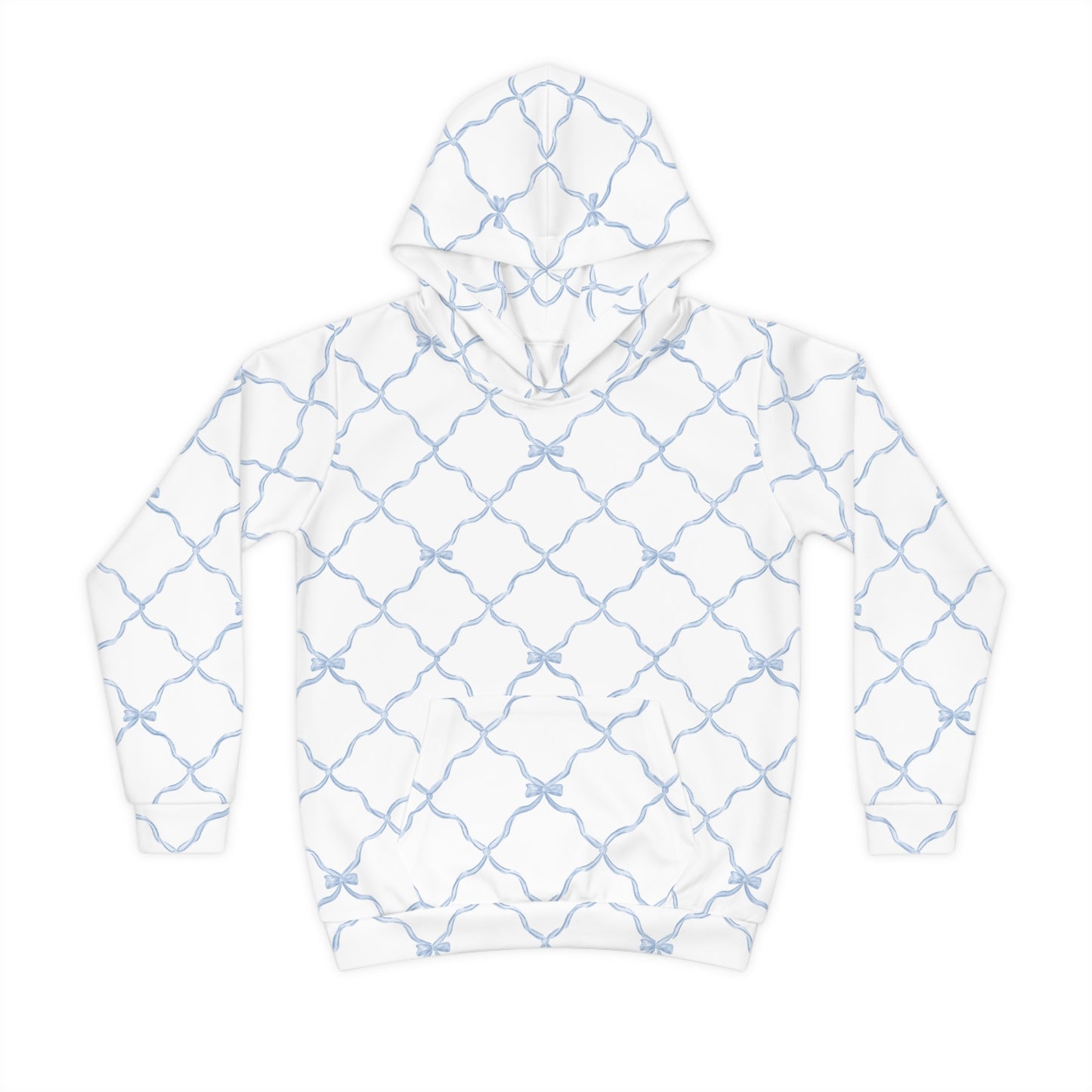 Trellis Bow Youth Hoodie Activewear - Light Blue