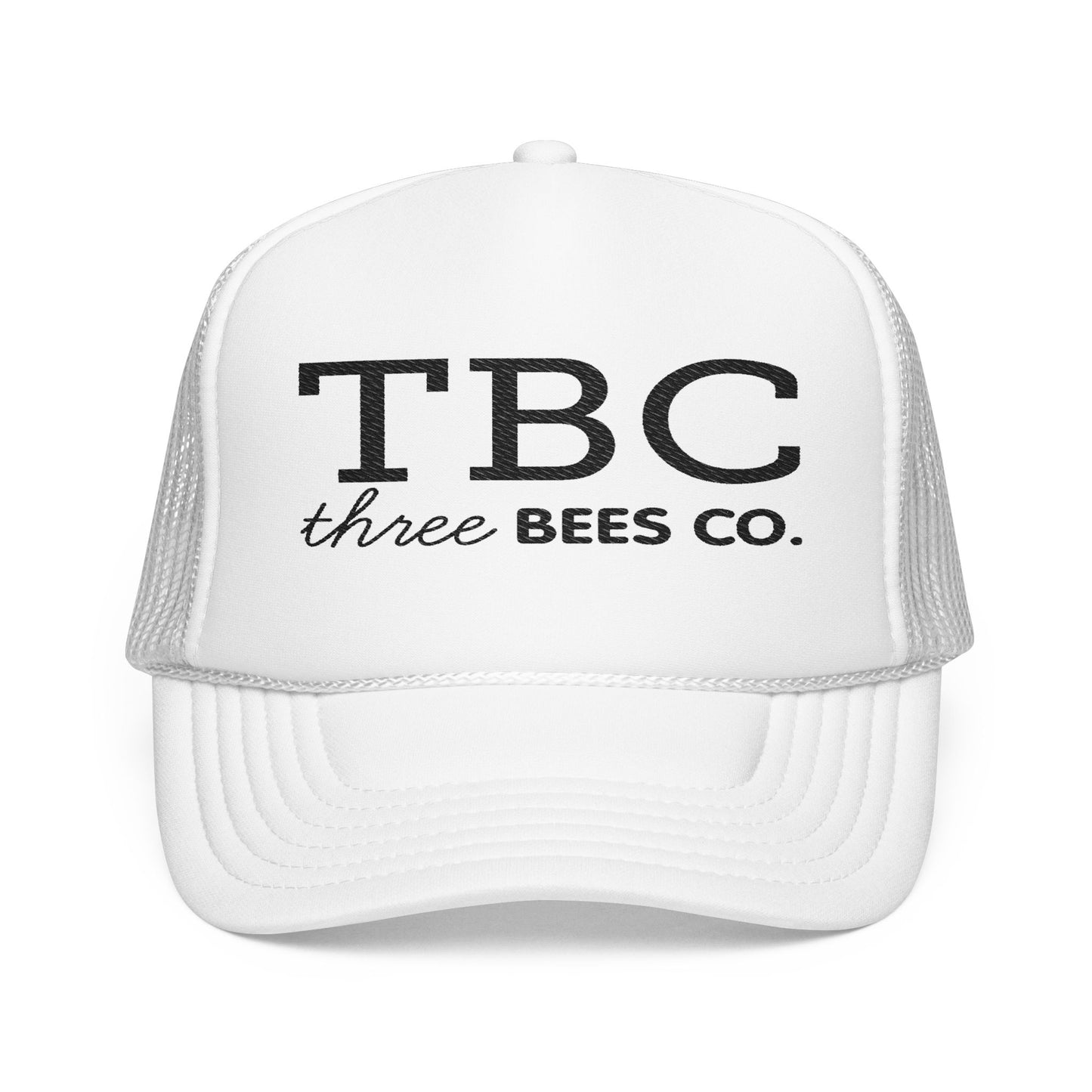 Three Bees Co TBC in Black Embroidered Foam Trucker Otto Hat - Summer Vibe Accessory