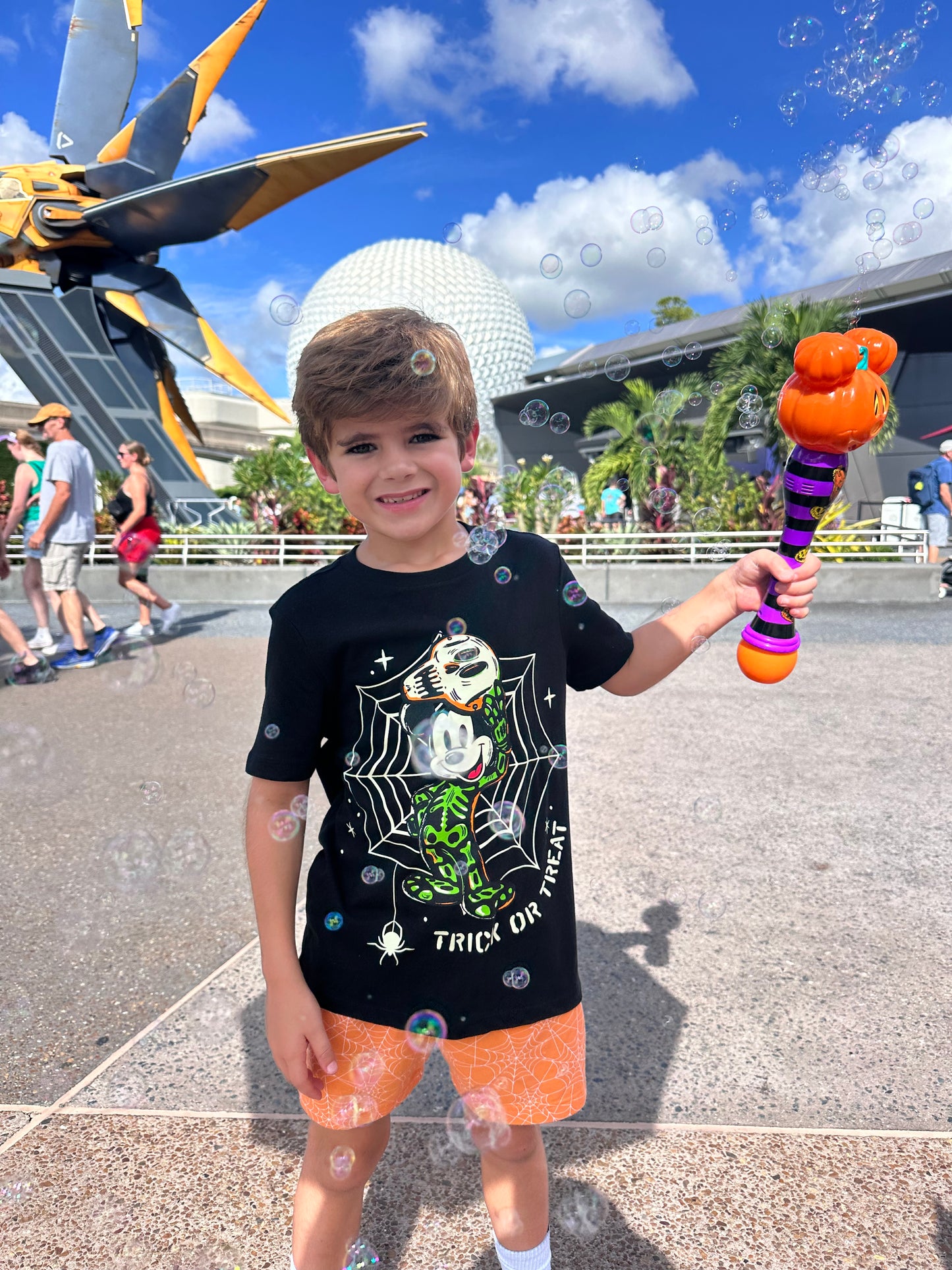 Boys Spider Web Orange Knit Short