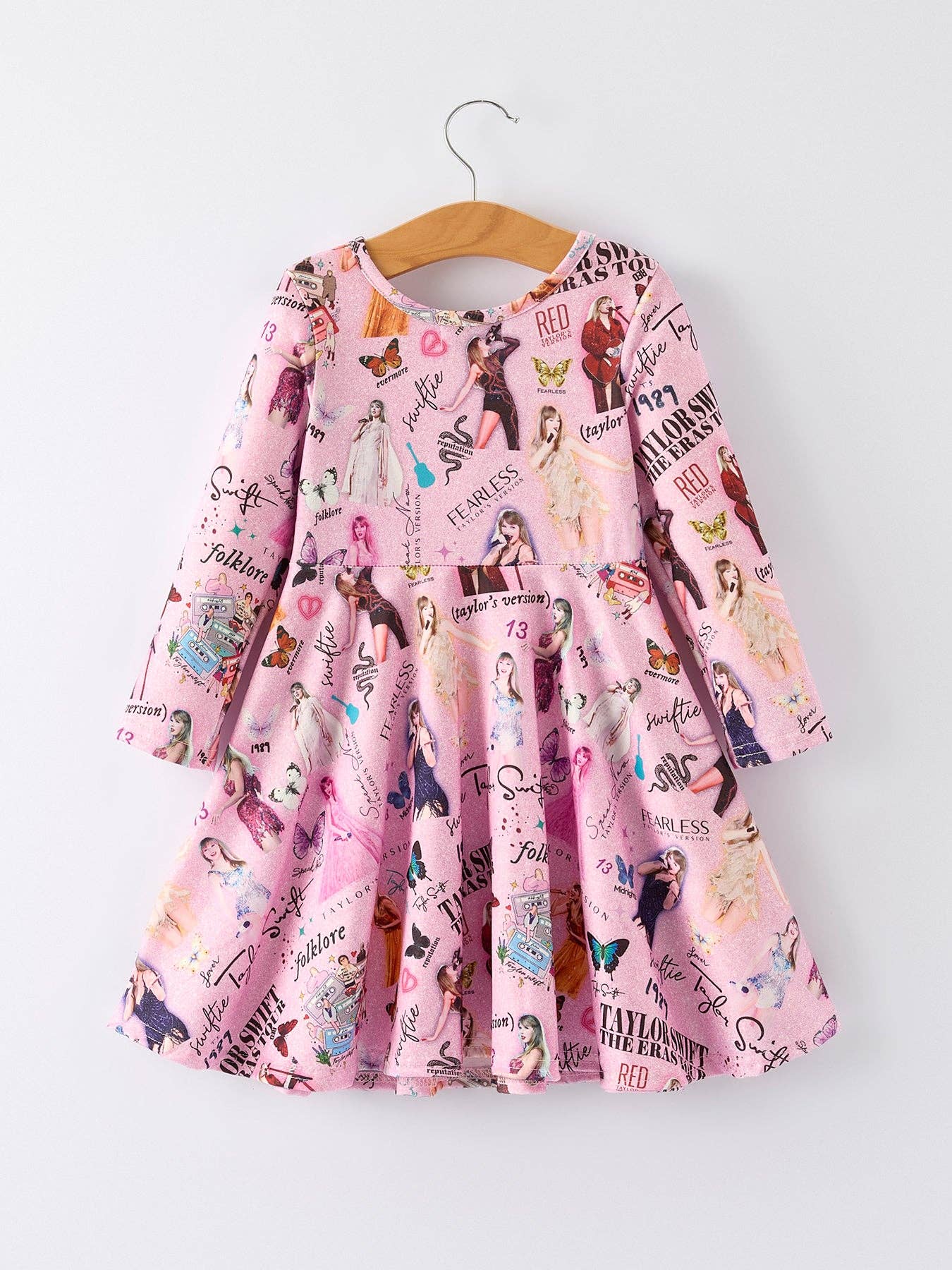 Christmas Ts Twirly Print Girls Milk Silk Dress:Musical Journey in Style