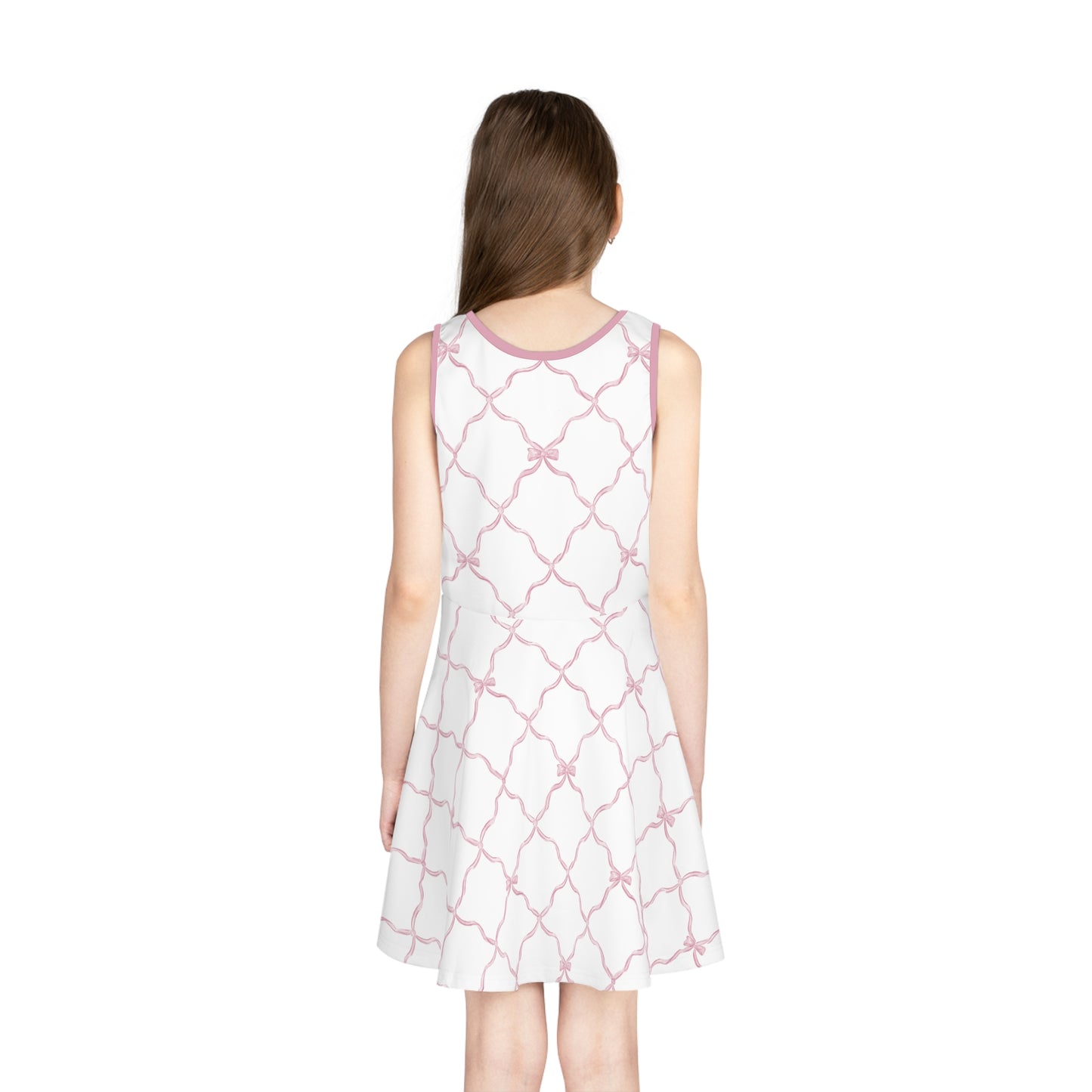 Trellis Bow Girls Sleeveless Knit Sundress - Pink