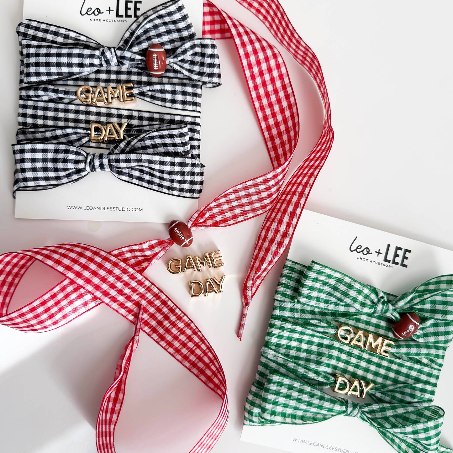 Leo & Lee Studio - Game Day Gingham Sneaker Lace Charm Set – GAMEDAY