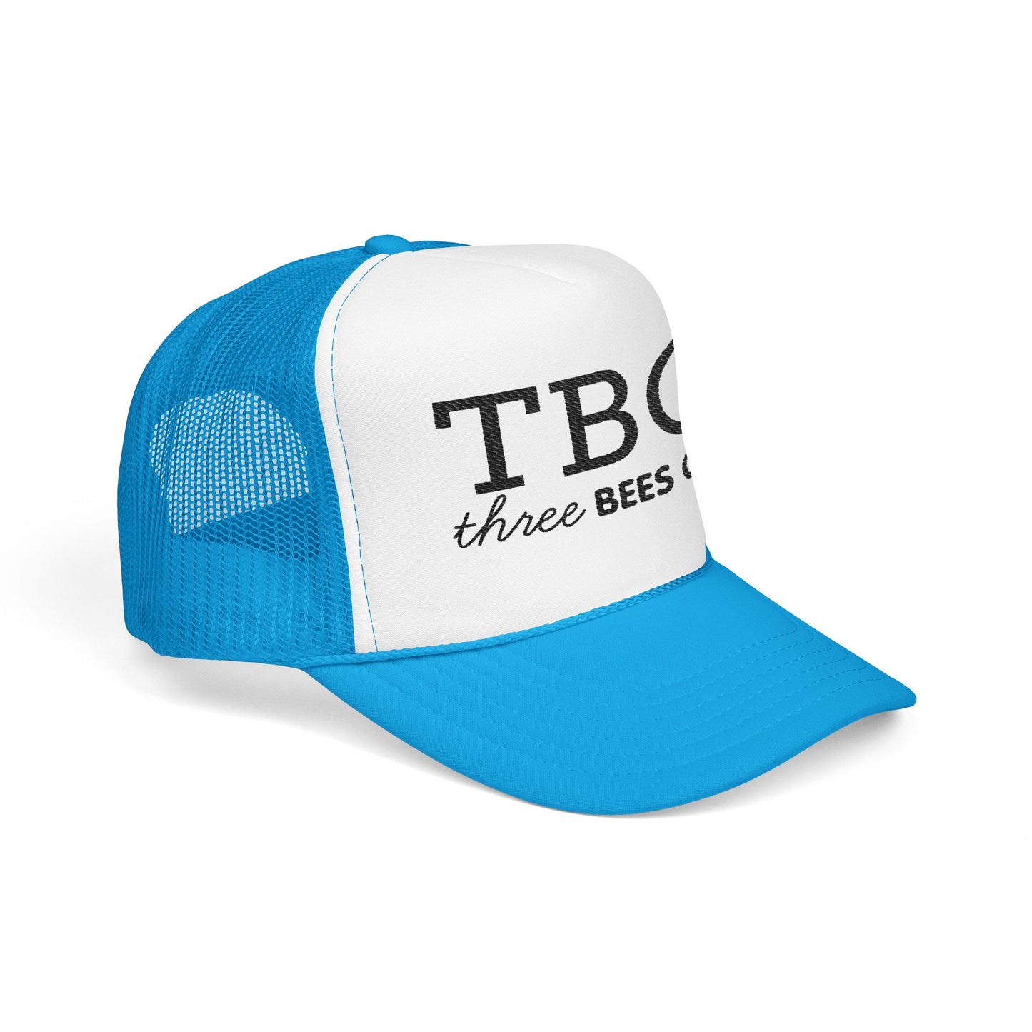 Three Bees Co TBC in Black Embroidered Foam Trucker Otto Hat - Summer Vibe Accessory