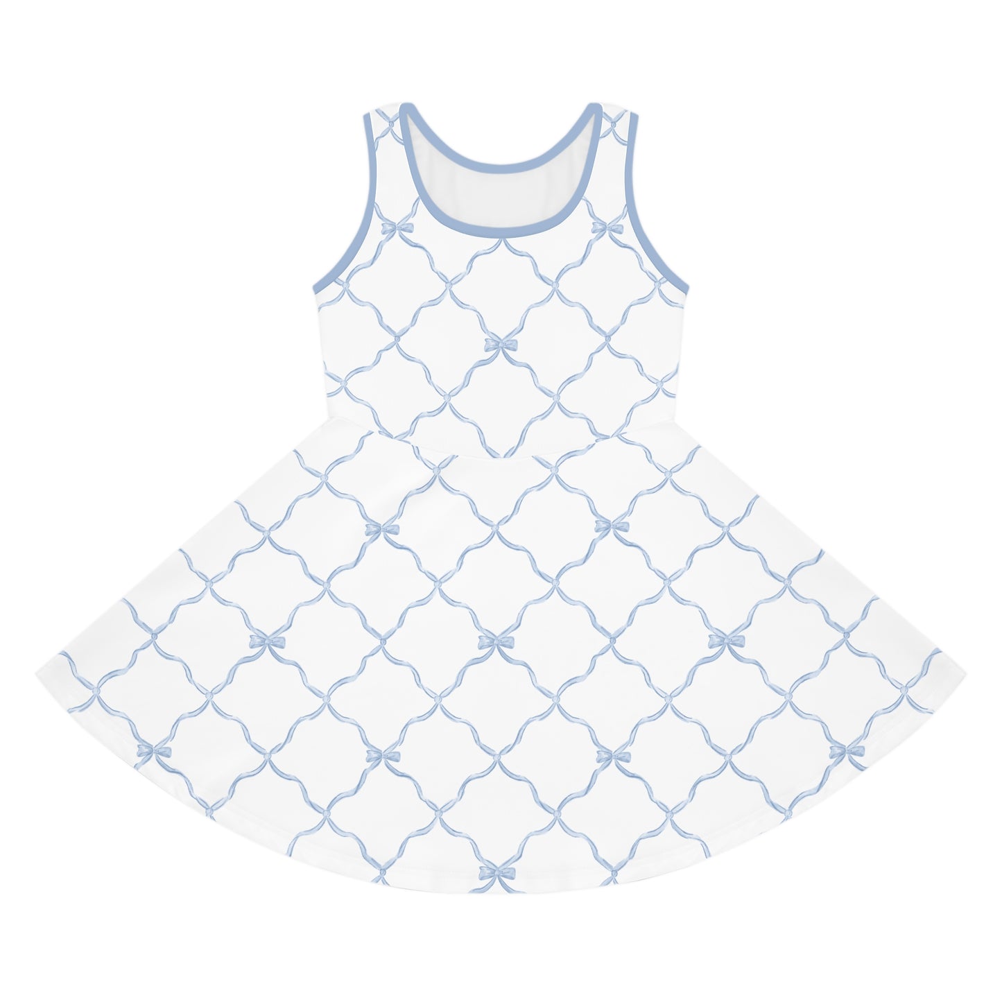 Trellis Bow Girls Sleeveless Knit Sundress - Light Blue