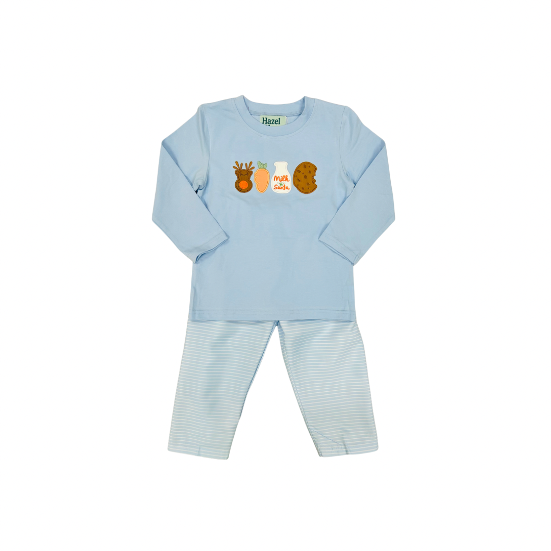 Hazel Blue Blue Milk & Cookies Applique Pant Set
