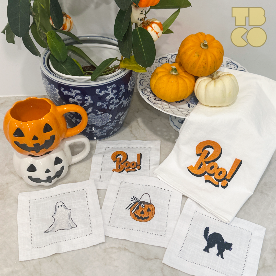 Personalized Embroidered Linen Cocktail Napkins
