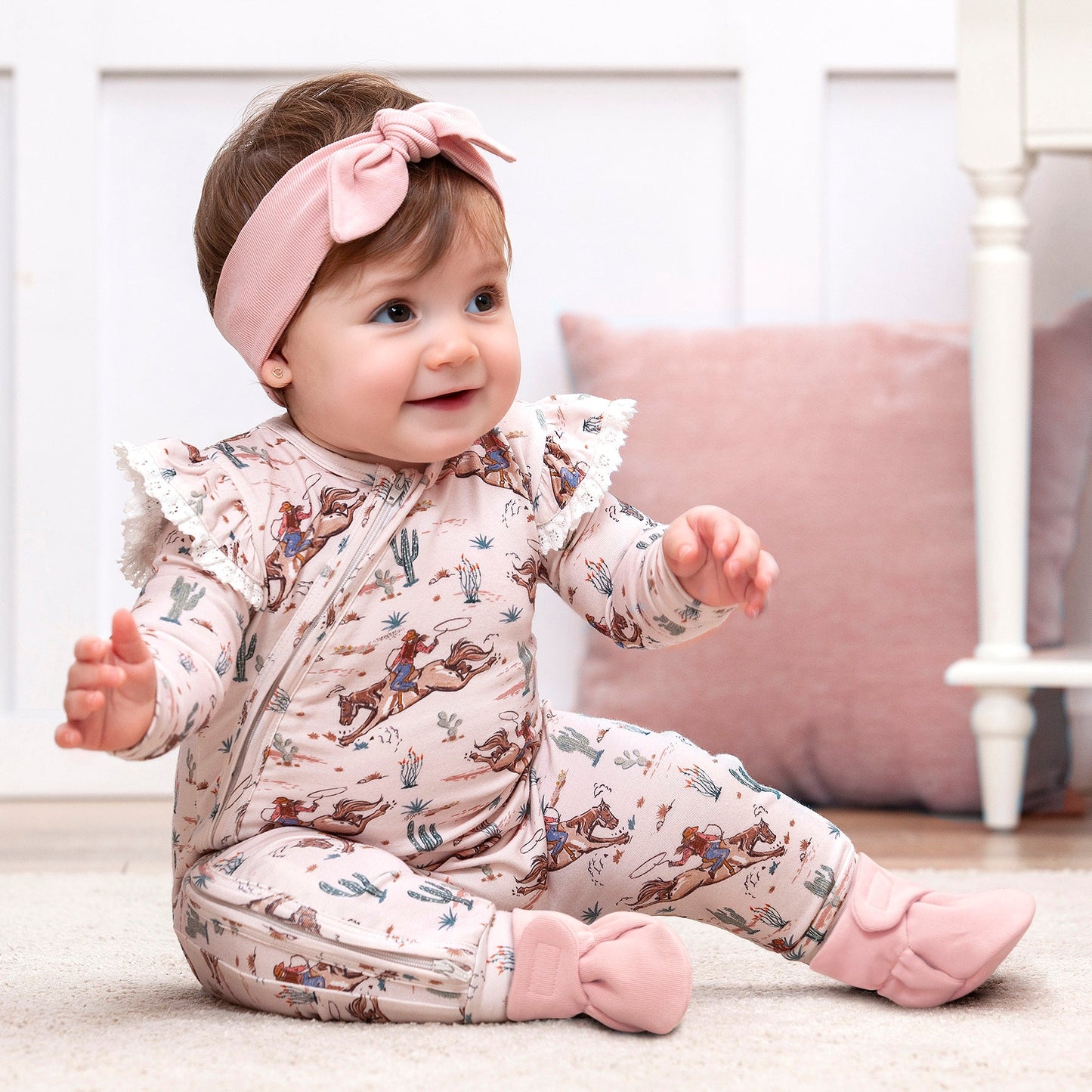 Prairie Princess Baby Girl Bamboo Western Zipper Romper