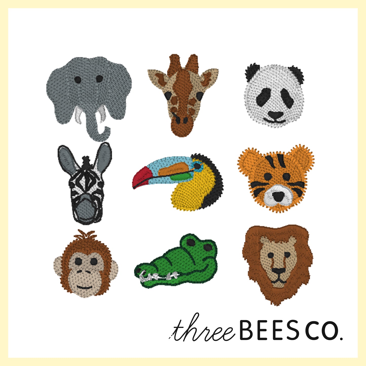 Classic Zoo Trio Boys Embroidery