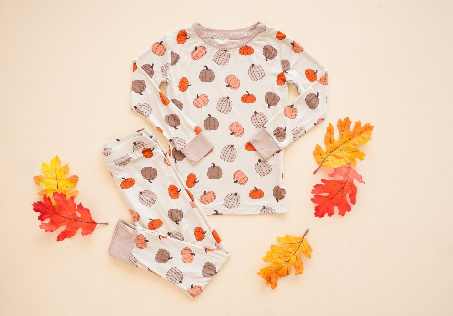 PREORDER - Pumpkins Beige (Long Sleeve PJ)