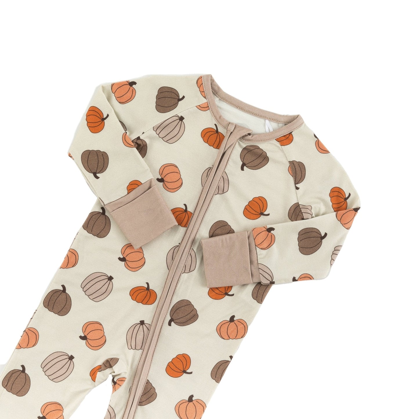 PREORDER - Pumpkins Beige (Convertible Zip Footies)