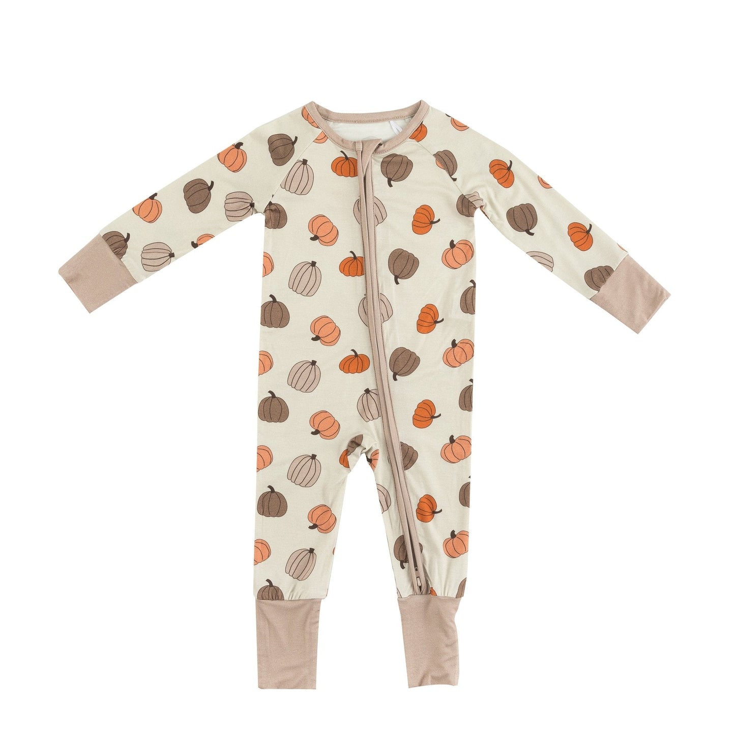 PREORDER - Pumpkins Beige (Convertible Zip Footies)