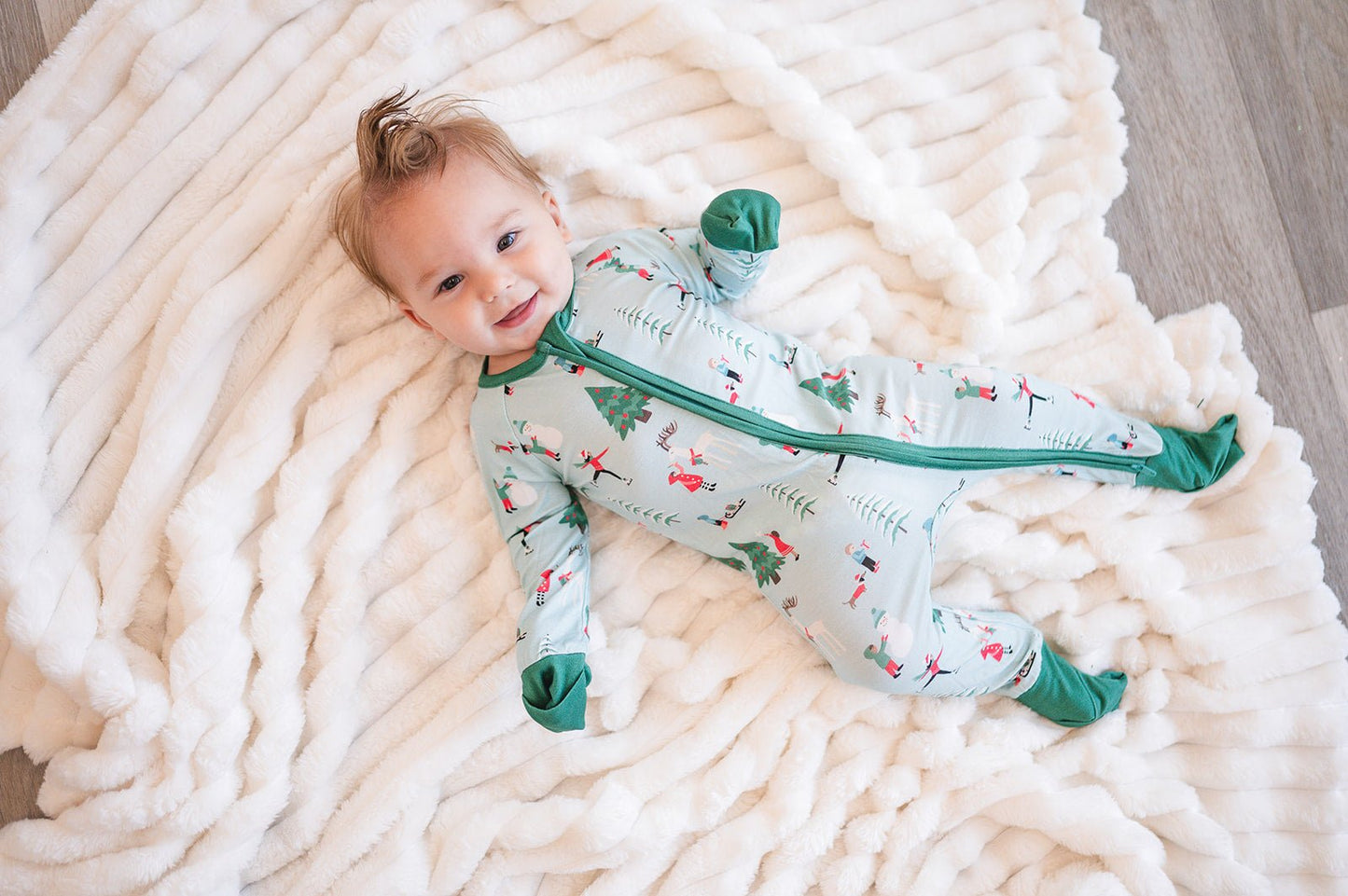 Snow Day Green (Convertible Zip Footies)