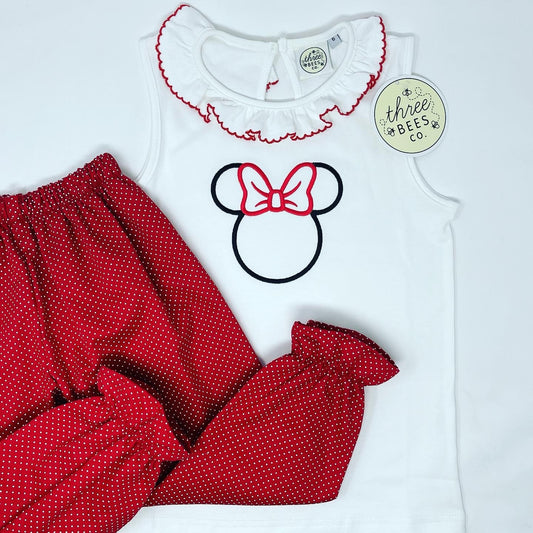 Classic Mouse Embroidery Girls Top