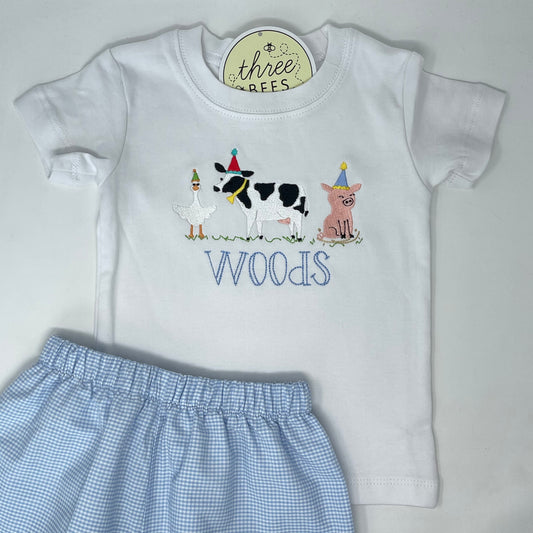 Farm Party Boys Embroidery T-Shirt