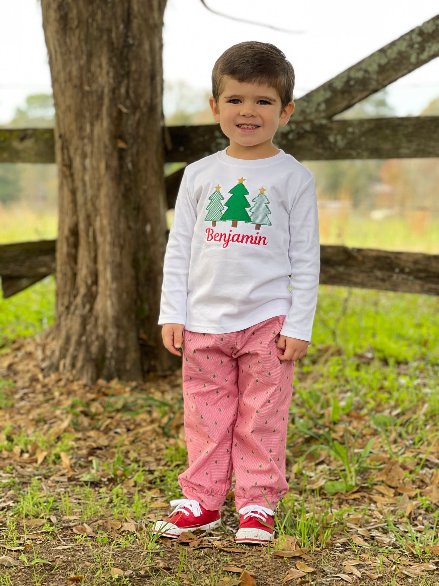 Christmas Tree Applique Boys T-Shirt