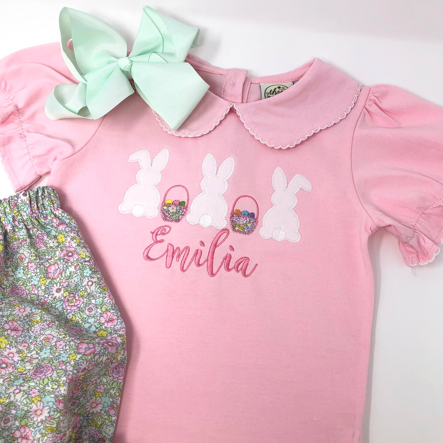 Bunny Trio Applique Girls Top