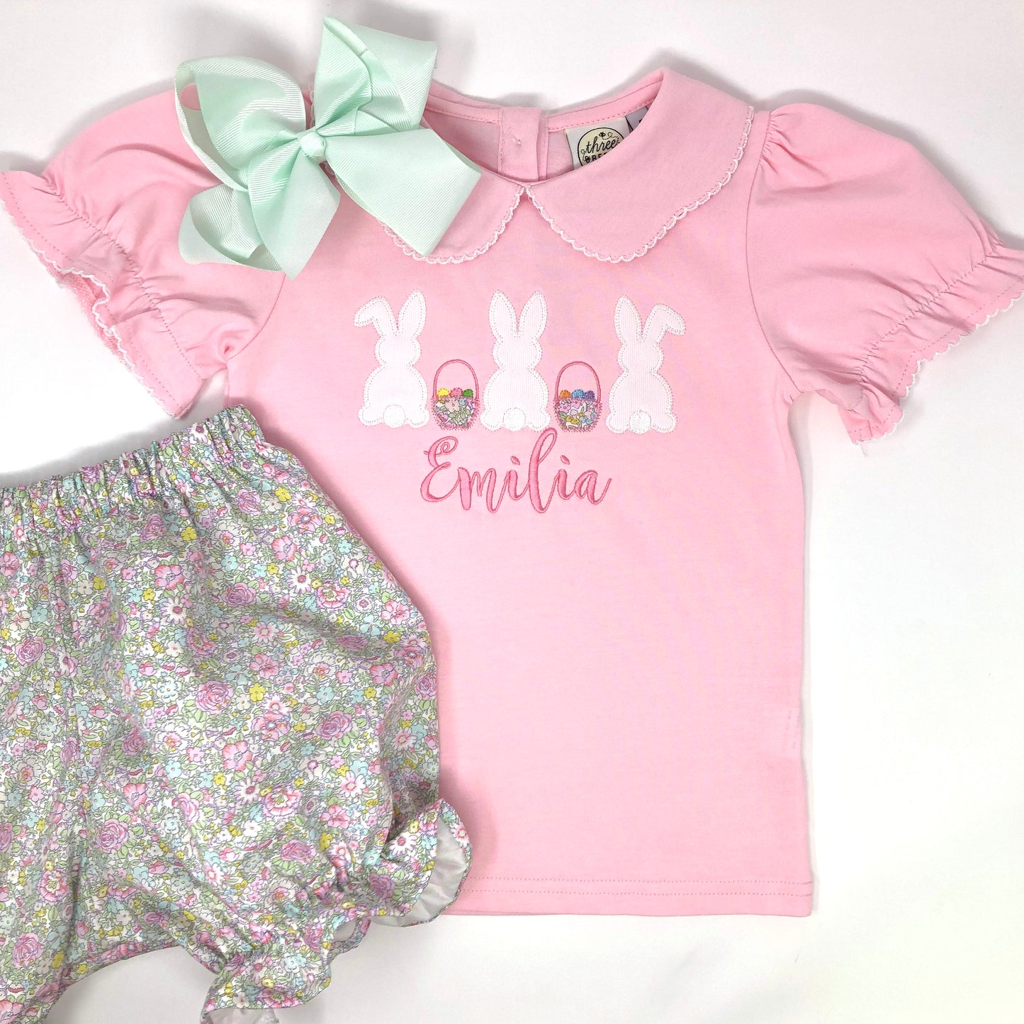 Bunny Trio Applique Girls Top