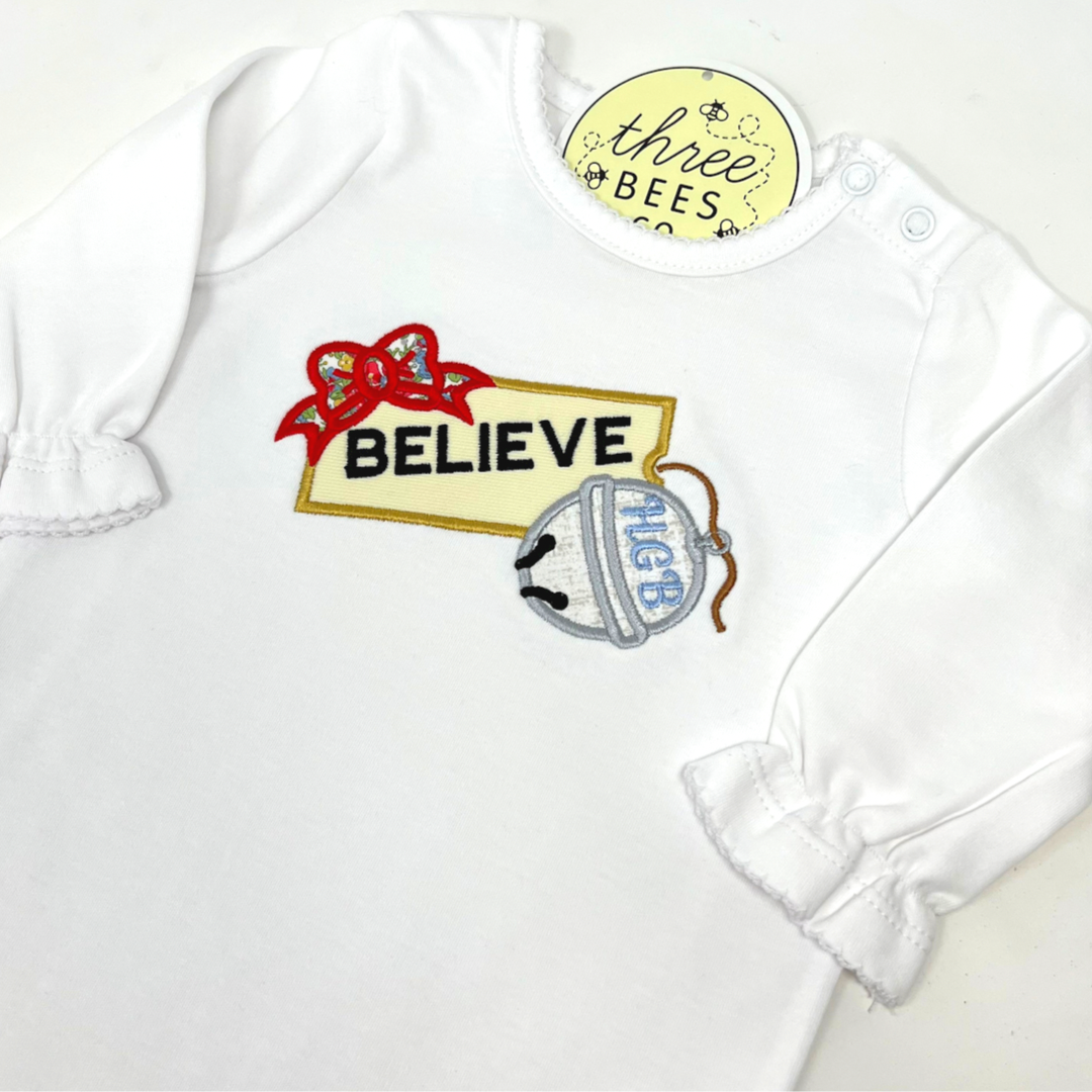 Polar Express Believe Appliqué Girls Top