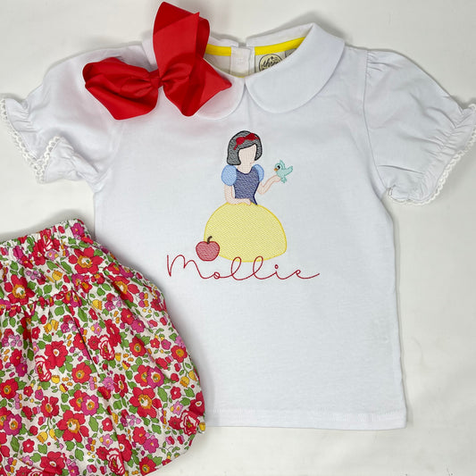 Princess with Bird Girls Embroidered Top