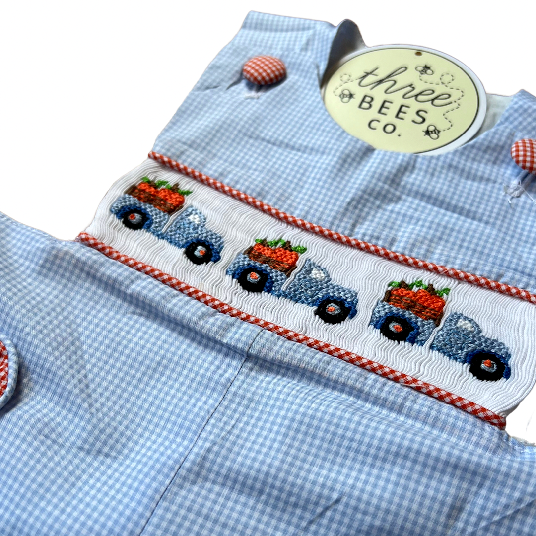 6M Hand Smocked Pumpkin Truck Jon Jon