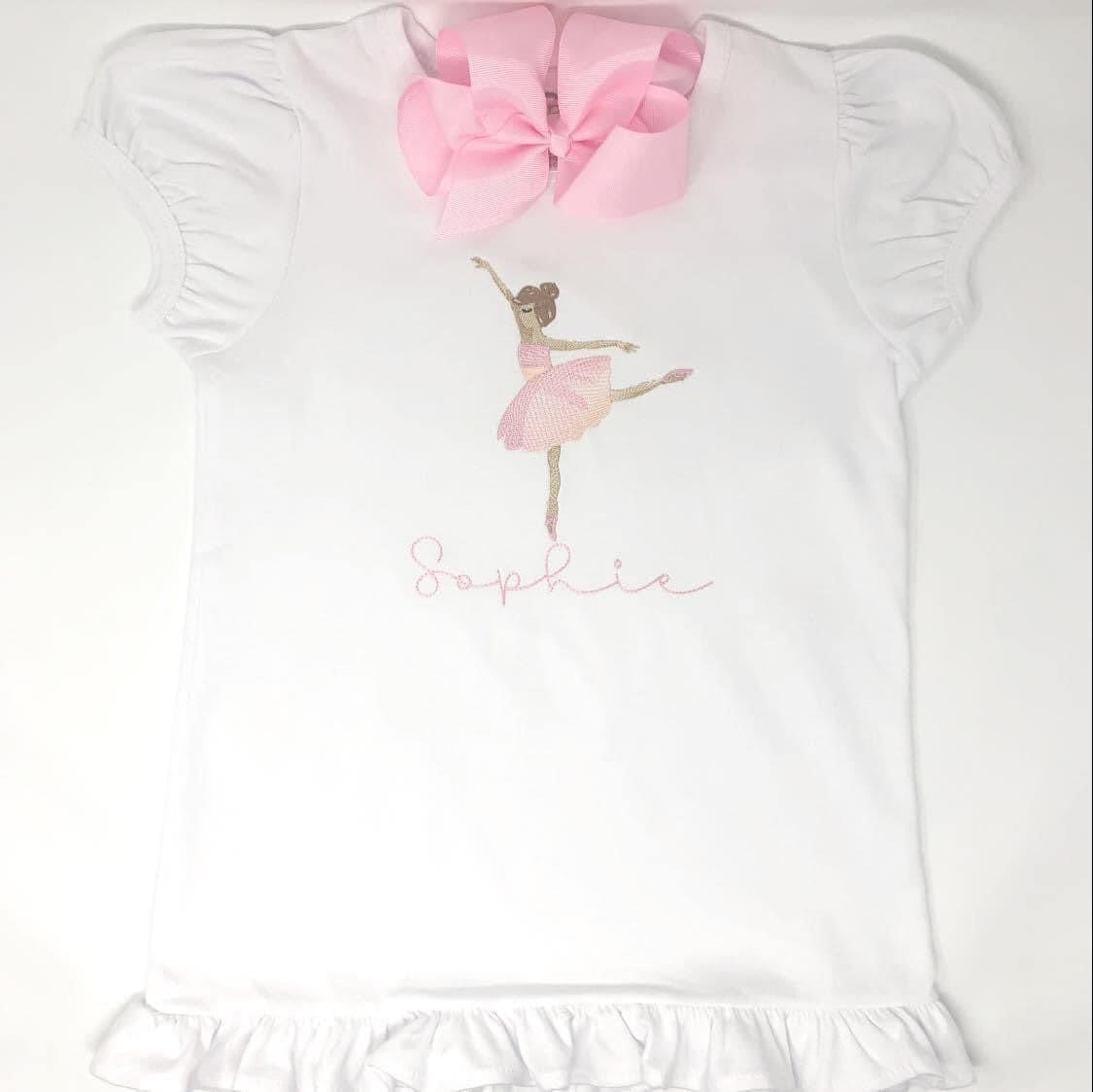 Ballerina Embroidery Girls Top