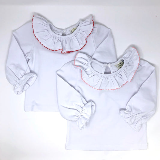 Bee Basic Picot Ruffle Long Sleeve Top