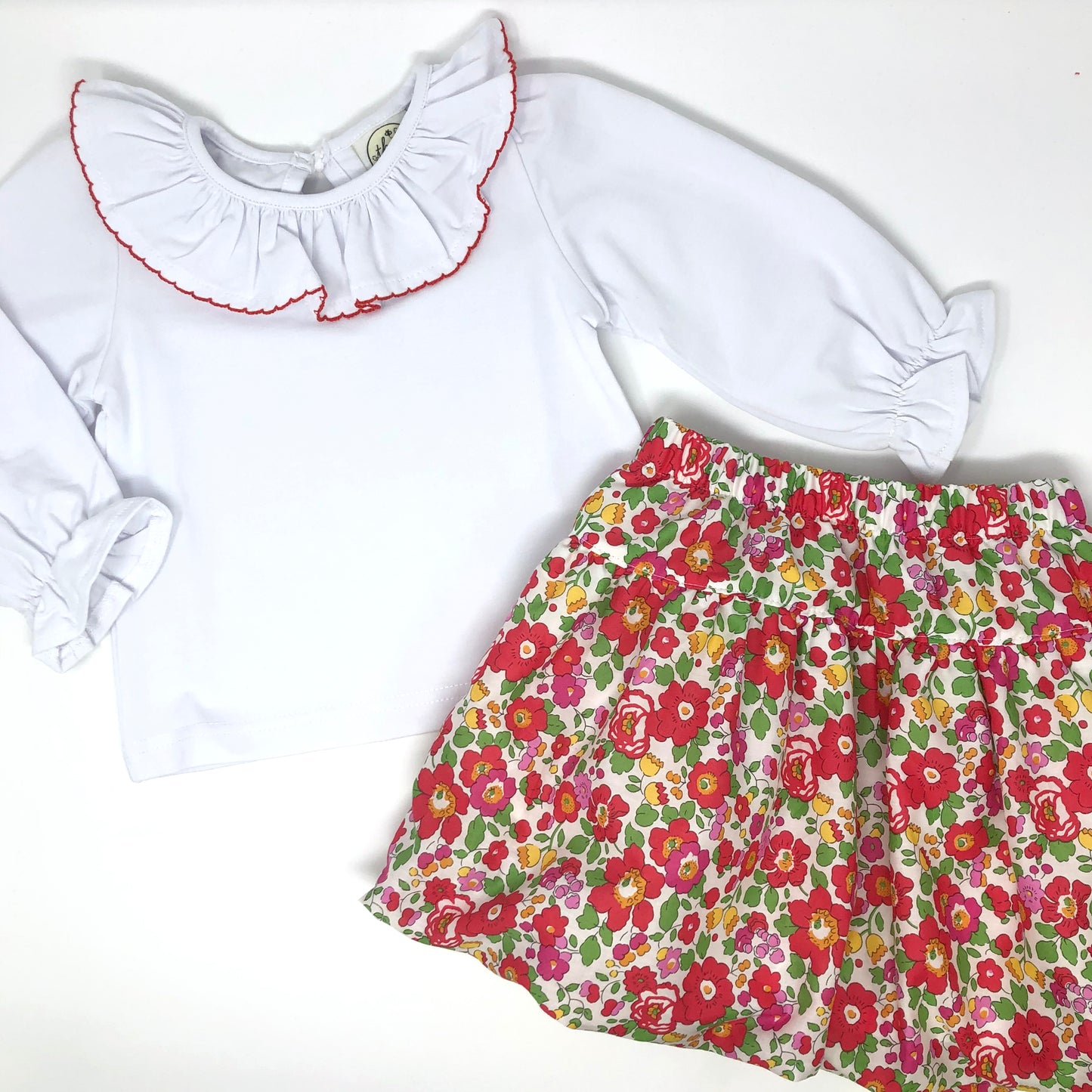 Bee Basic Picot Ruffle Long Sleeve Top