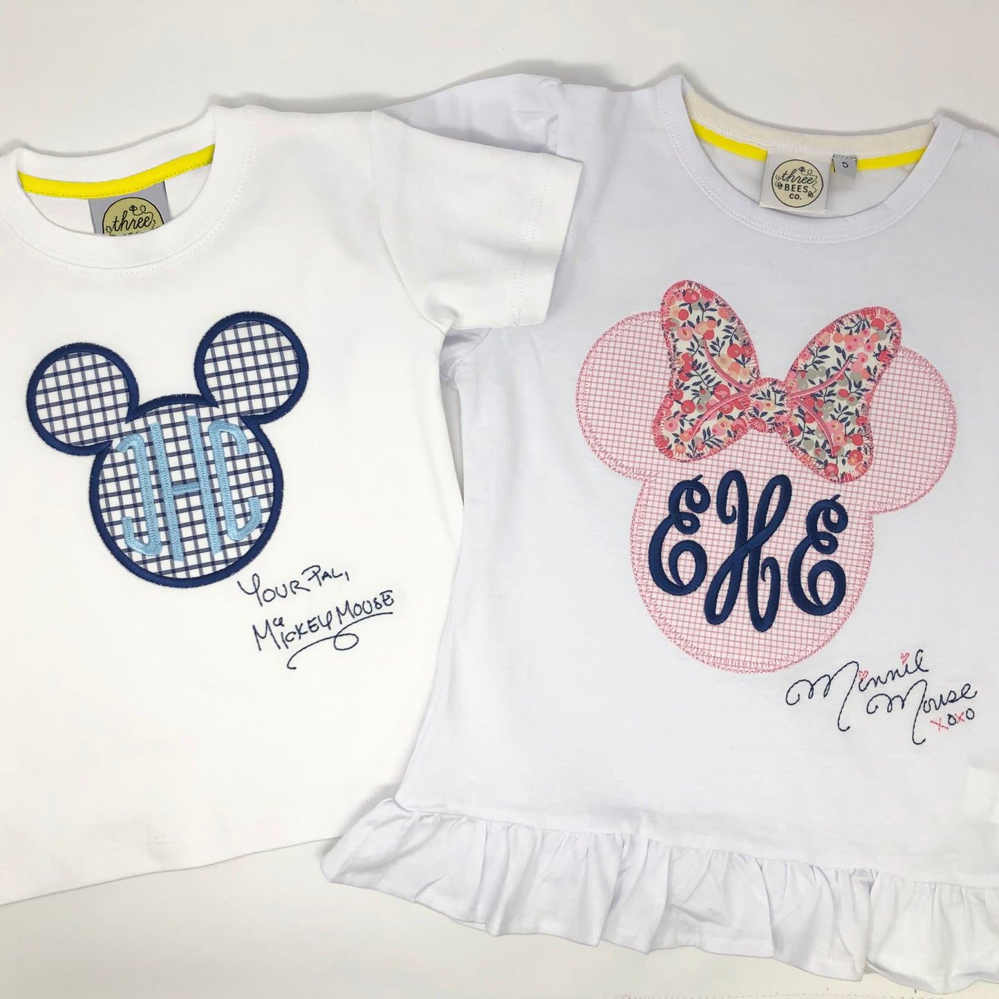 Classic Mouse Applique with Monogram Girls Top