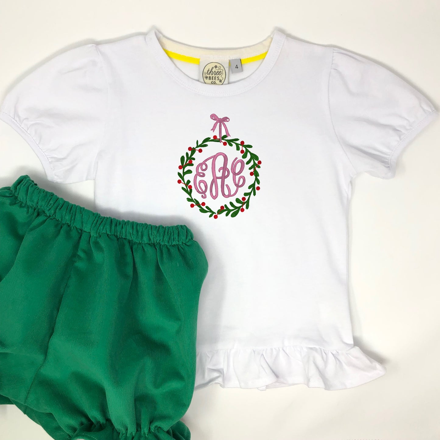 Mistletoe Wreath Monogram Top