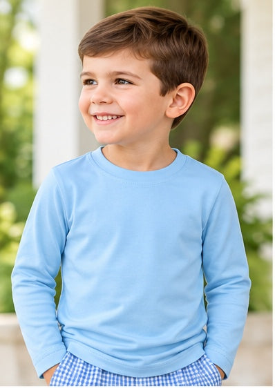 Bee Basic Light Blue Boys Long Sleeve Shirt