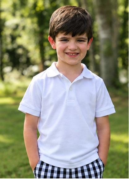 Bee Basic Boys Classic Short Sleeve Collared Shirt - White | Original Collection