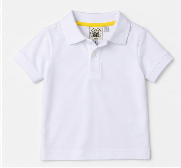 Bee Basic Boys Classic Short Sleeve Collared Shirt - White | Original Collection