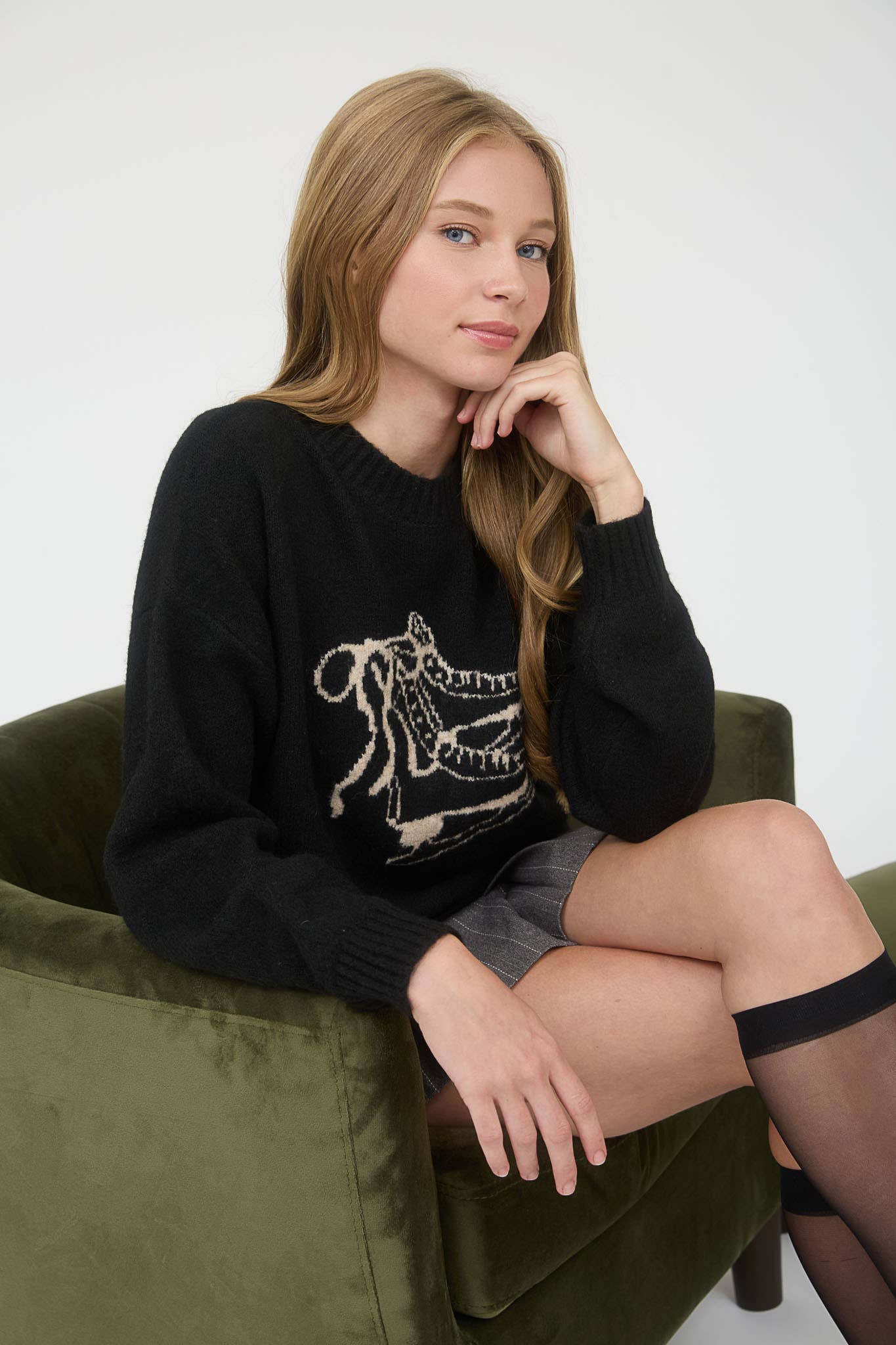 ICE SKATE JACQUARD KNIT PULLOVER SWEATER