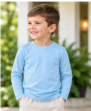 Bee Basic Light Blue Boys Long Sleeve Shirt