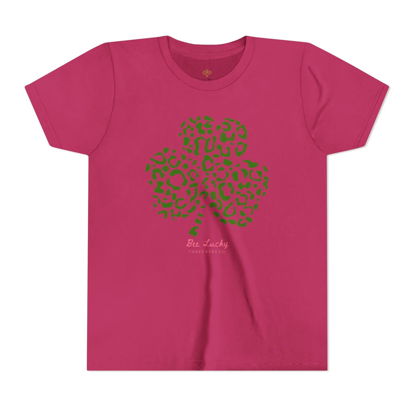 Bee Lucky Leopard Clover Girls Short Sleeve Youth Hive Tee