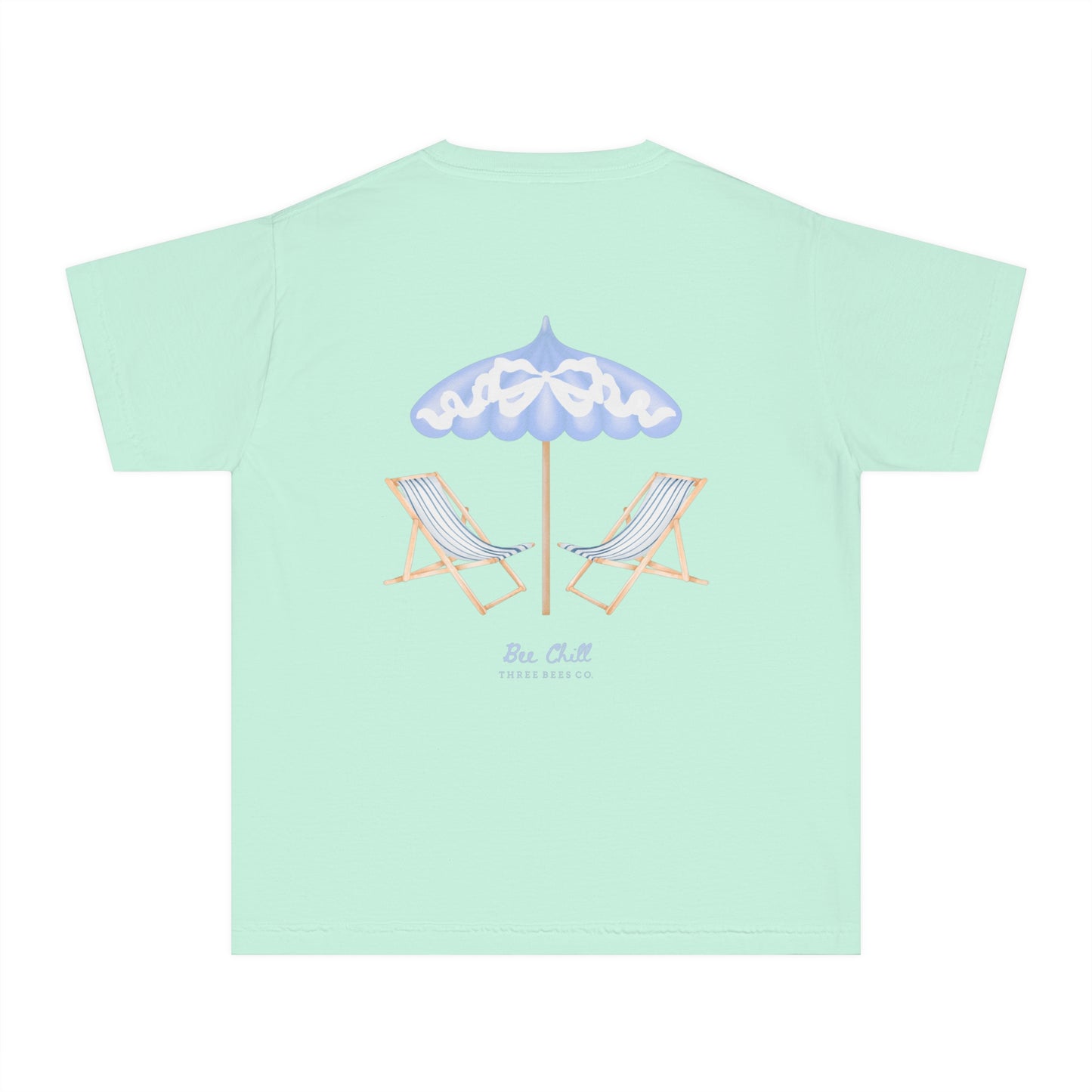 Be Chill Girls Beach Chairs and Umbrella Short Sleeve Youth Hive Tee