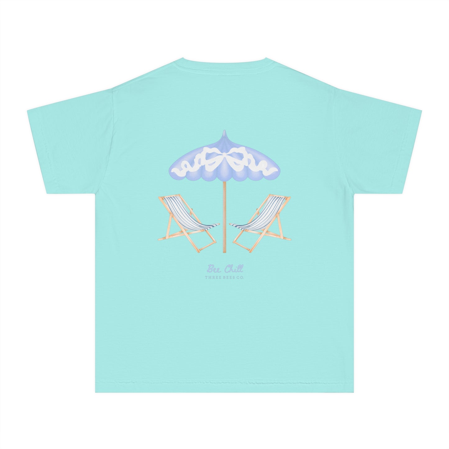 Be Chill Girls Beach Chairs and Umbrella Short Sleeve Youth Hive Tee