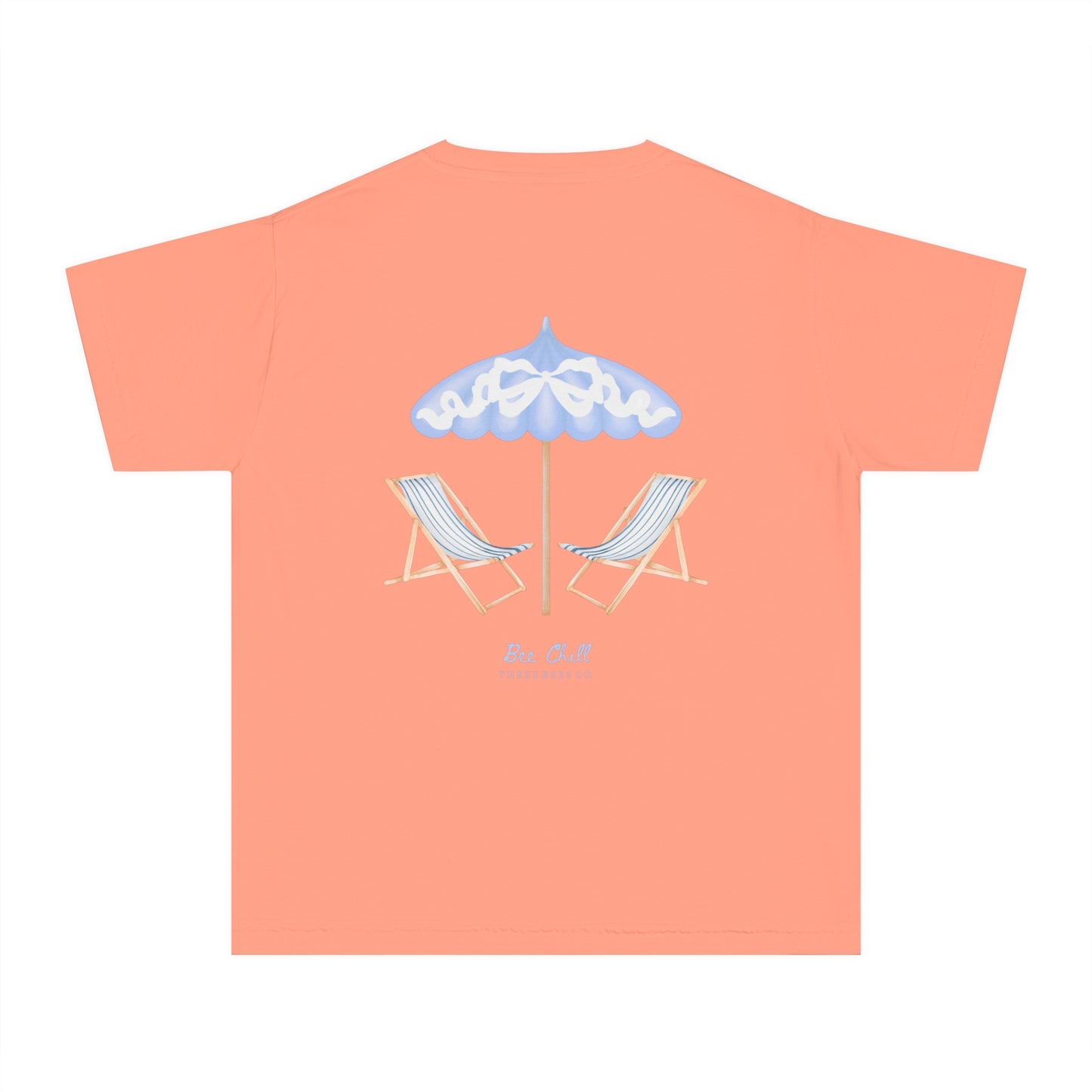 Be Chill Girls Beach Chairs and Umbrella Short Sleeve Youth Hive Tee