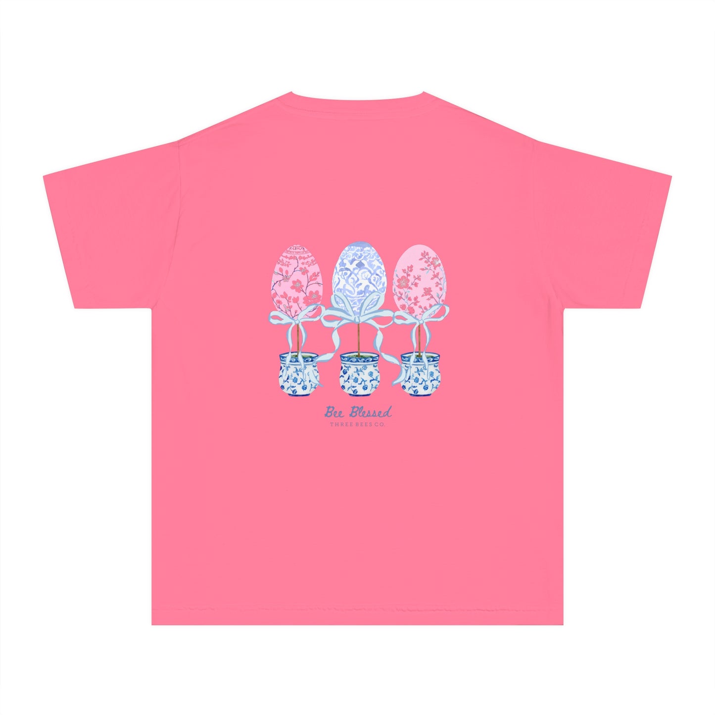 Bee Blessed Egg Topiary Trio Girls Short Sleeve Youth Hive Tee