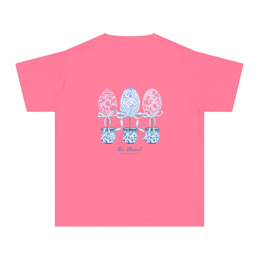 Bee Blessed Egg Topiary Trio Girls Short Sleeve Youth Hive Tee